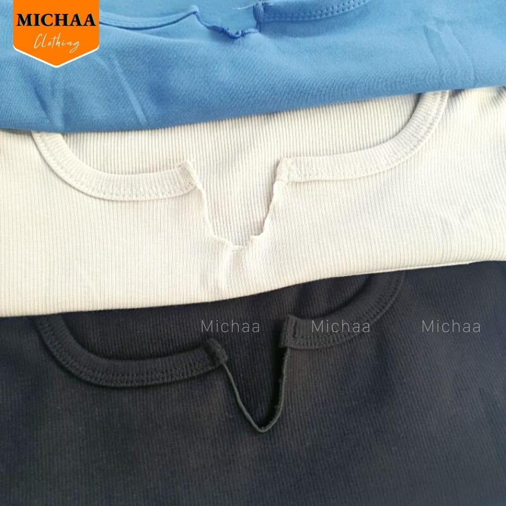Đầm Váy Body SÁT NÁCH CỔ XẺ V Nữ Tay Ngắn Thun Gân Kiểu Ôm Sexy - MICHAA