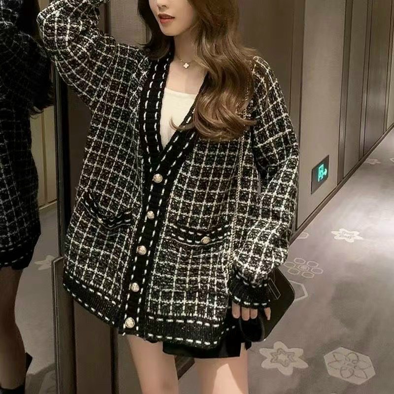 Áo cardigan len kẻ ô | BigBuy360 - bigbuy360.vn