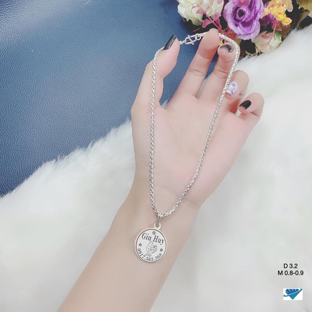 Dây chuyền dừa và mặt khắc tên cho bé theo yêu cầu- Dây chuyền bạc ta bền đẹp