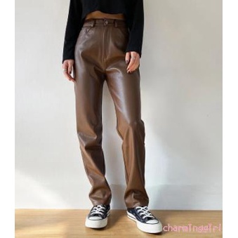 Quần dài da pu lưng cao trẻ trung dành cho nữ