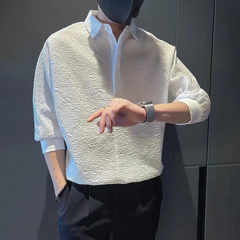 Áo Sơ Mi Nam Tay Ngắn Màu Trơn M-3XL Phong Cách Hàn Quốc Đơn Giản Dễ Phối Đồ