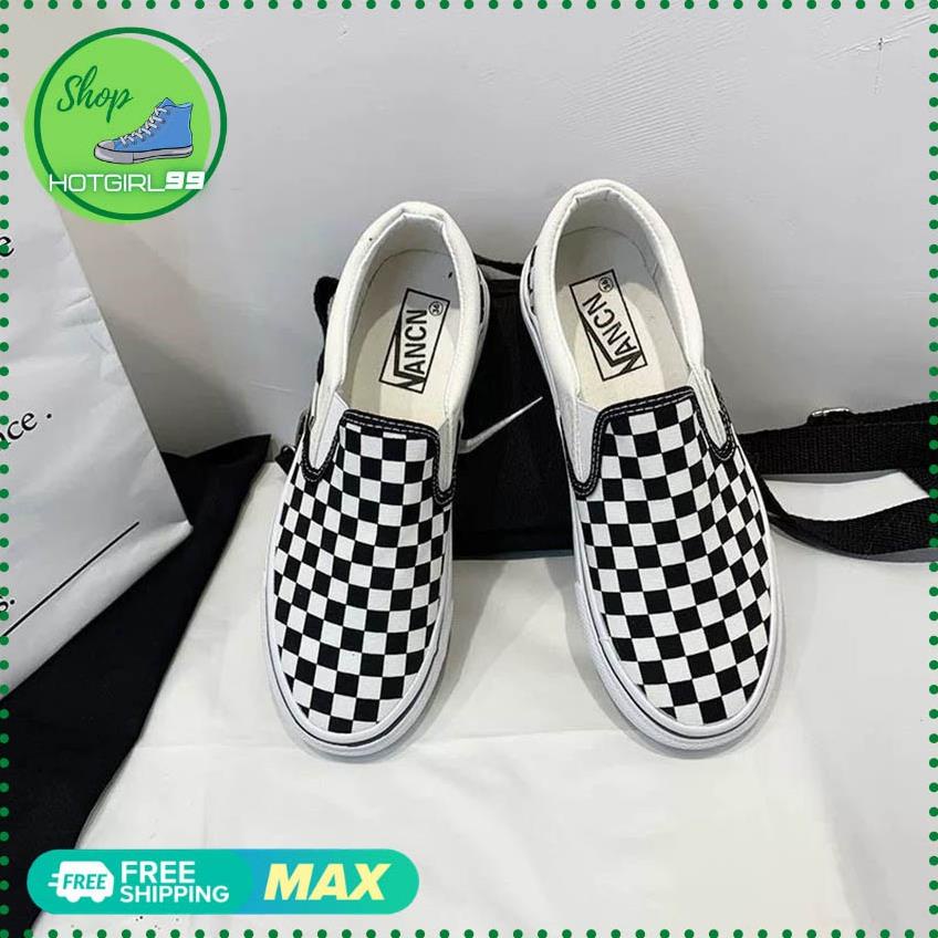 Giày vns vault lười caro, giày vans nam nữ đen trắng thời trang giá rẻ 🍁