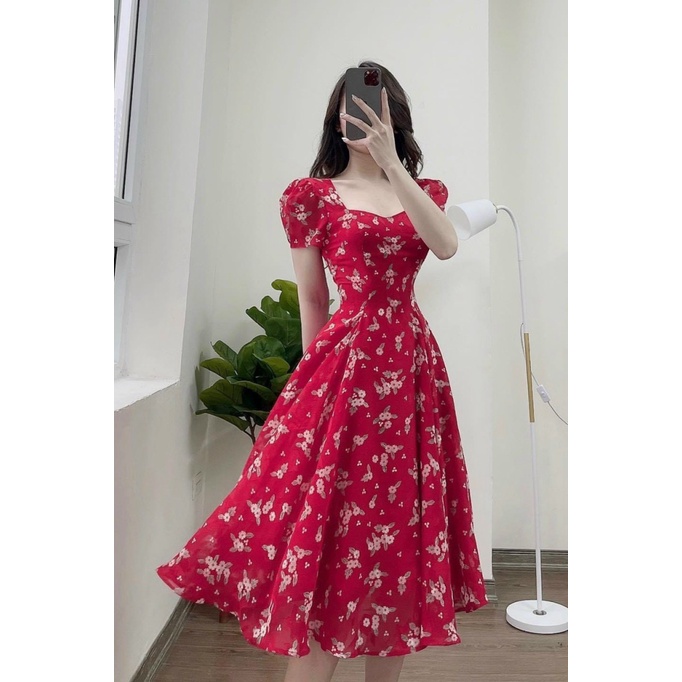 đầm voan hoa hàng thiết kế xinh lung linh màu sắc nhã nhặn tưới tắn đẹp lung linh như hình ld22