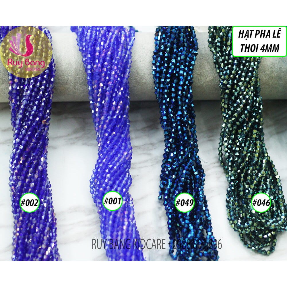 Hạt pha lê thoi 4mm tông xanh dương
