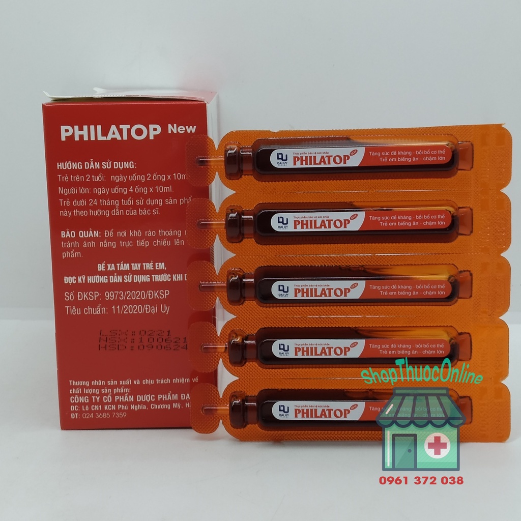 Ống uống PHILATOP New hộp 20 ống nhựa