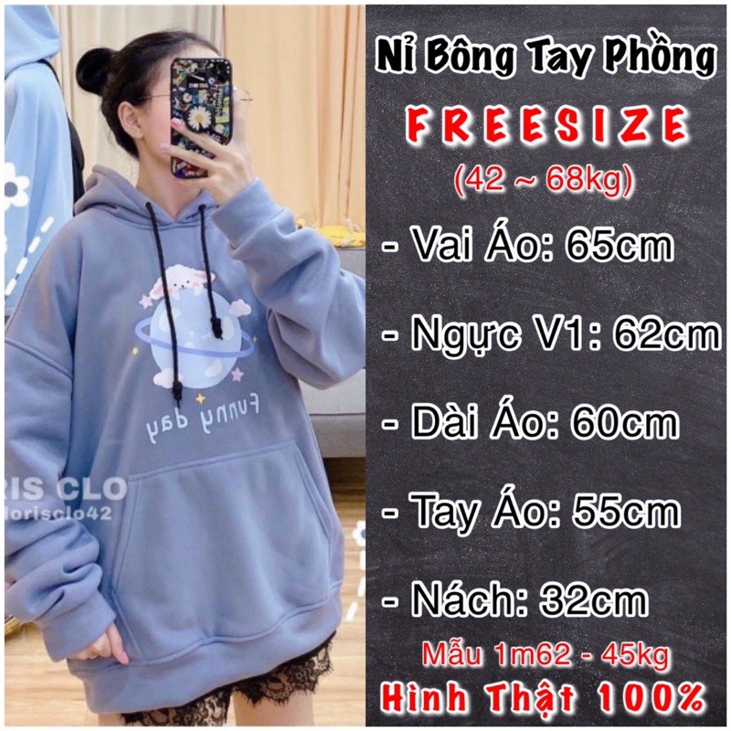 Áo Hoodie Nỉ Bông Tay Phồng Hàng QC Chất Dày Dặn Áo Hoodie Nữ Form Rộng Unisex SWEATER Nữ FUNNY DAY - AK3404 | BigBuy360 - bigbuy360.vn