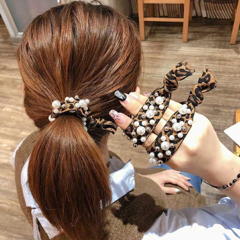 Dây buộc tóc nơ đính ngọc phong cách hàn quốc sang chảnh