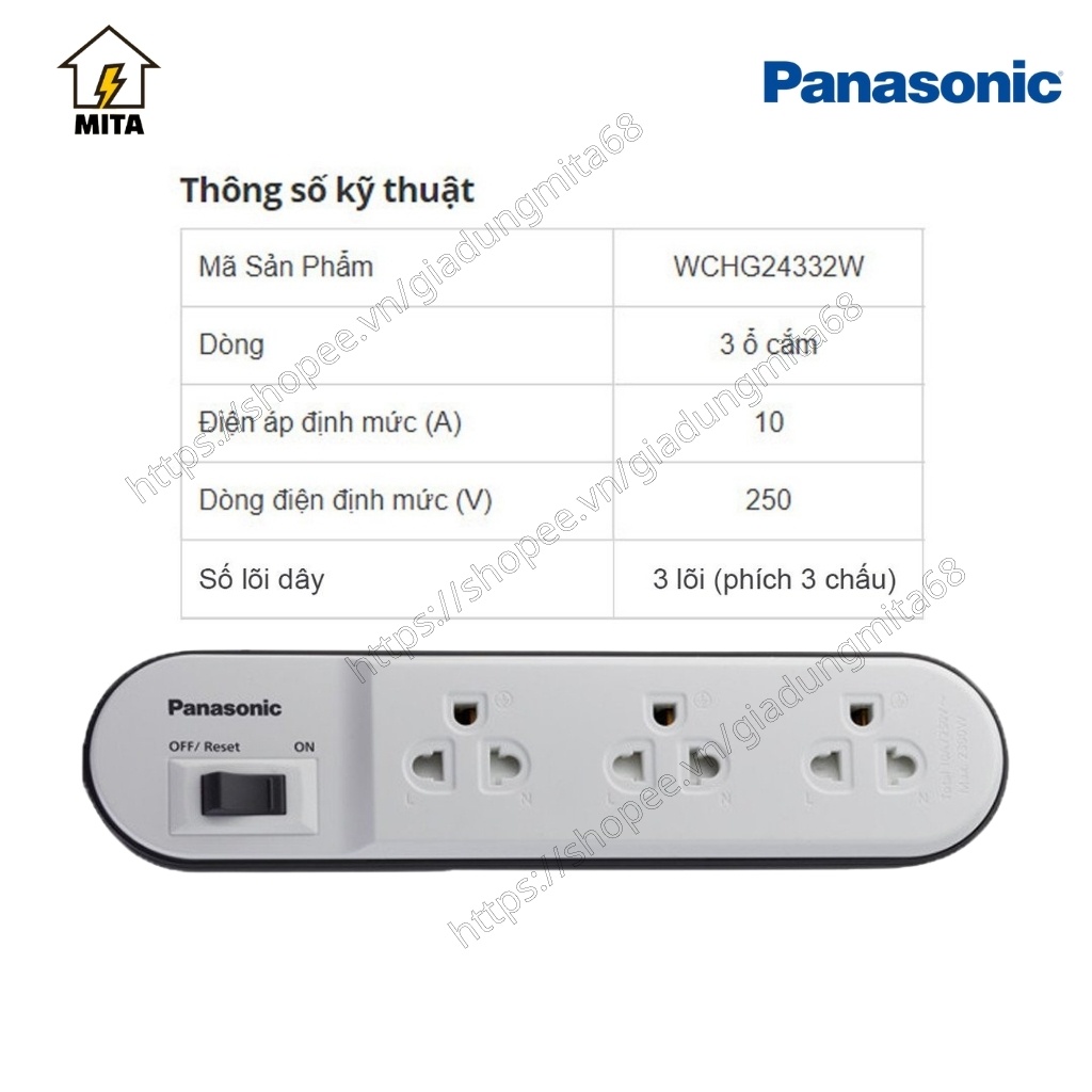 [Mã LIFEXANH03 giảm 10% đơn 500K] Ổ cắm điện Panasonic - Ổ cắm dài Panasonic - MITA