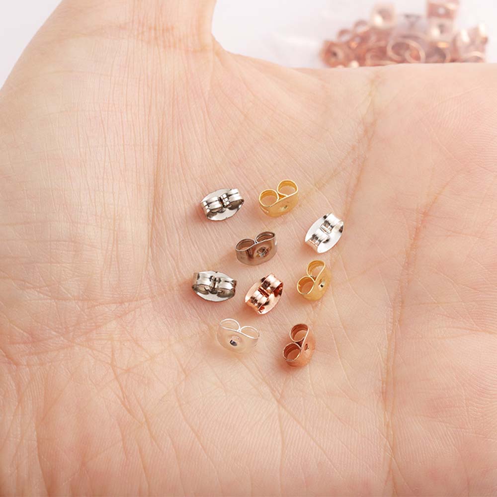 USNOW 6x4.5mm Ear Stopper|Color Jewelry Making Supplies Earrings Back Back Stoppers Butterfly Stainless Steel 100pcs Fit DIY Ear Stud Earring Blocked/Multicolor