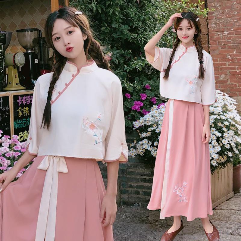 Set Áo Khoác Thêu Họa Tiết + Chân Váy Lưng Cao Xinh Xắn Dành Cho Nữ | BigBuy360 - bigbuy360.vn