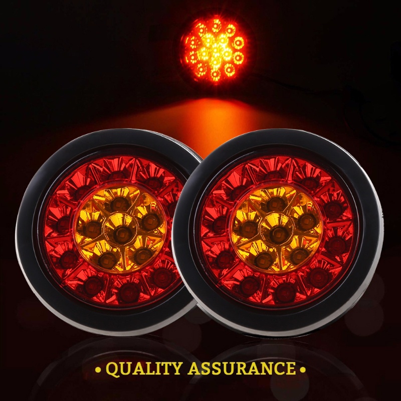 2 Đèn LED 16 Bóng 12V Màu Hổ Phách Gắn Đuôi Xe Tải RV Đa Năng Dễ Lắp Đặt