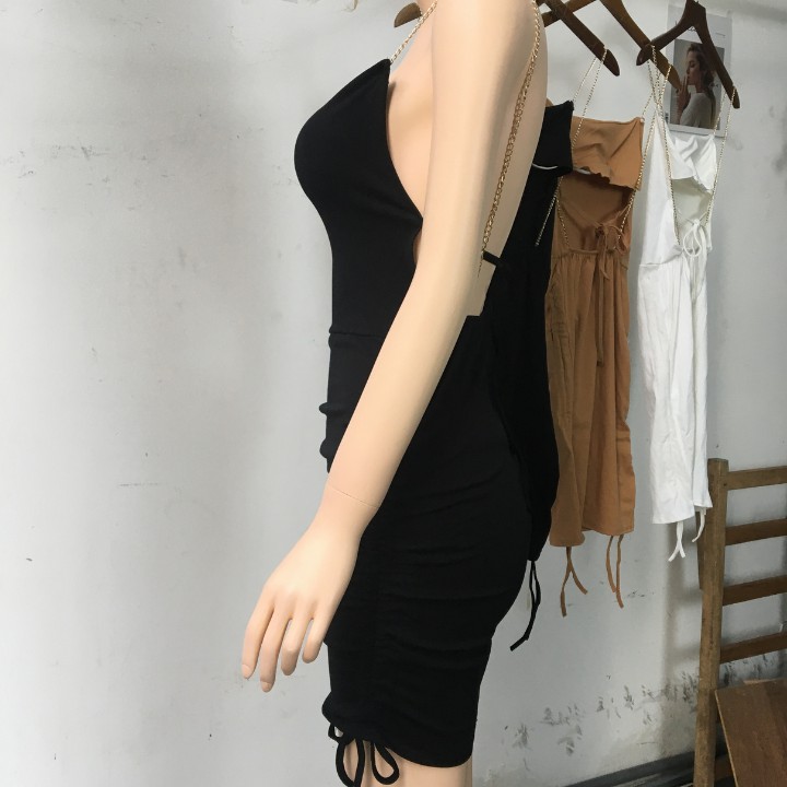 Đầm body 2 dây thun borip hở lưng dây rút | BigBuy360 - bigbuy360.vn