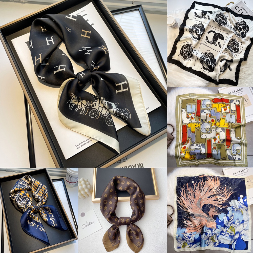 Khăn choàng lụa satin hình vuông in họa tiết nhiều kiểu tùy chọn chuyên nghiệp kích thước 70 * 70cm