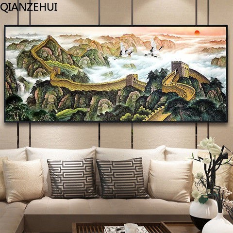 Bộ Tranh Đính Đá 5D Hạt Tròn Tự Làm Vẽ Hình Phong Cảnh Treo Tường Trang Trí Nhà Cửa