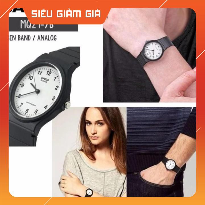 HOT Đồng hồ Nam Casio MQ-24-7B2LDF Dây nhựa đen - Mặt trắng số đồng hồ kim Chính hãng
