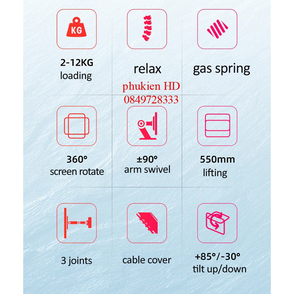 Xếp Màn Trên Dưới Giá Treo 2 Màn Hình NB H180 22-32 Inch Gắn Bàn Xoay 360 Độ