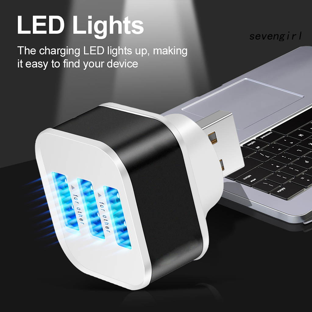 Bộ Chia Cổng Usb Có Đèn Led 3 Trong 1 Cho Điện Thoại / Máy Tính