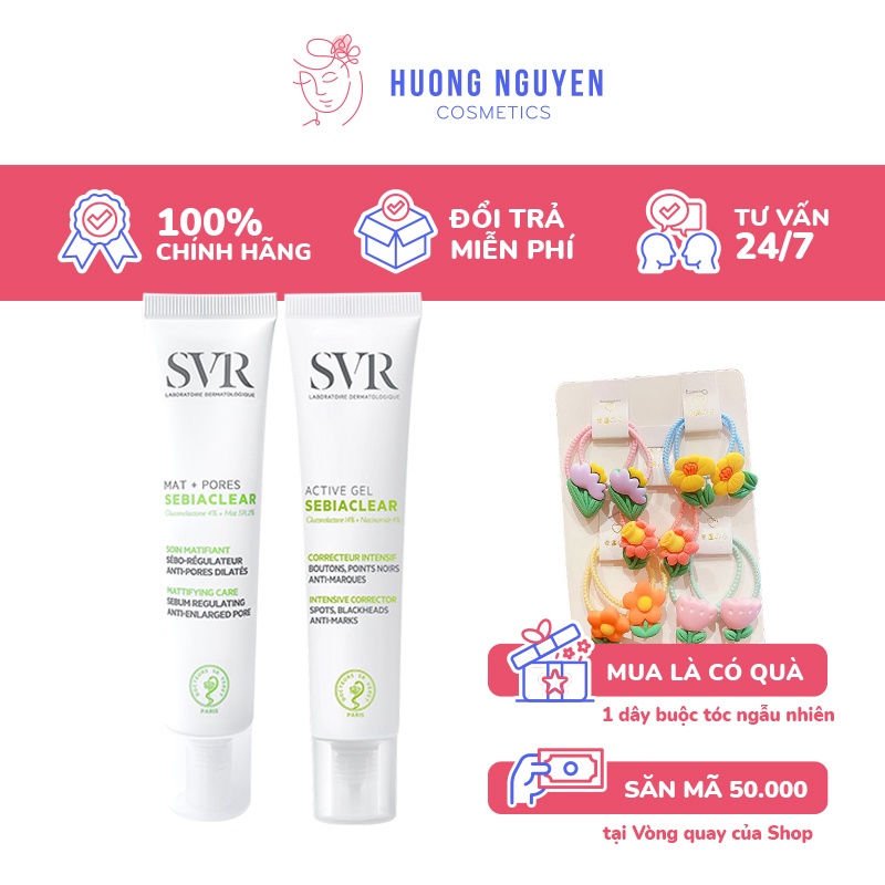 Kem Dưỡng Kiềm Dầu Và Thu Nhỏ Lỗ Chân Lông SVR Sebiaclear Mat + Pores 40ml / Giảm Mụn SVR Sebiaclear Active Gel 40ml