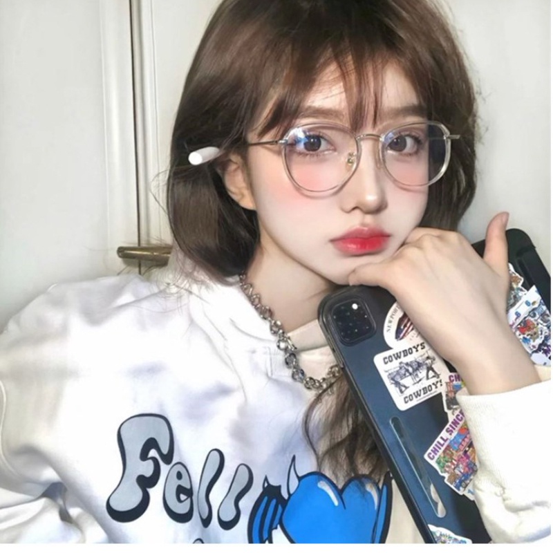 (KIQI-FASHION) COD Mắt Kính Gọng Tròn Chống Bức Xạ Phong Cách Cổ Điển Thời Trang Cho Nam Và Nữ