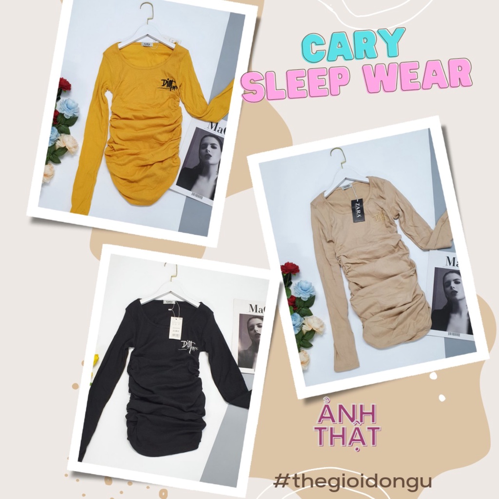 Đầm body cổ U nhún eo CARY chất thun gân tăm