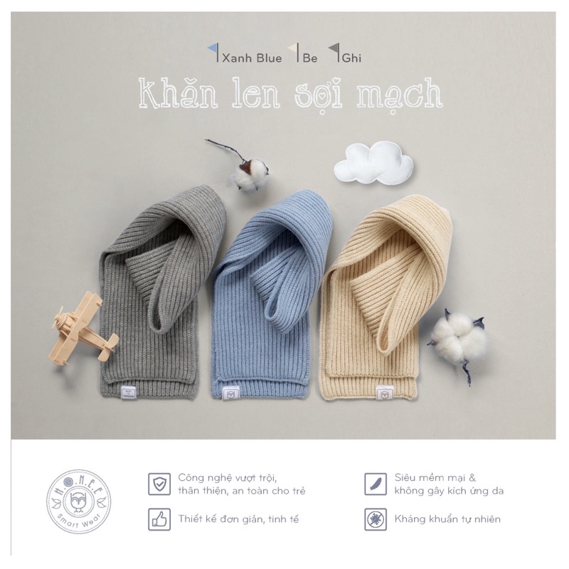 HRNEE chính hãng - Khăn len sợi mạch cho bé