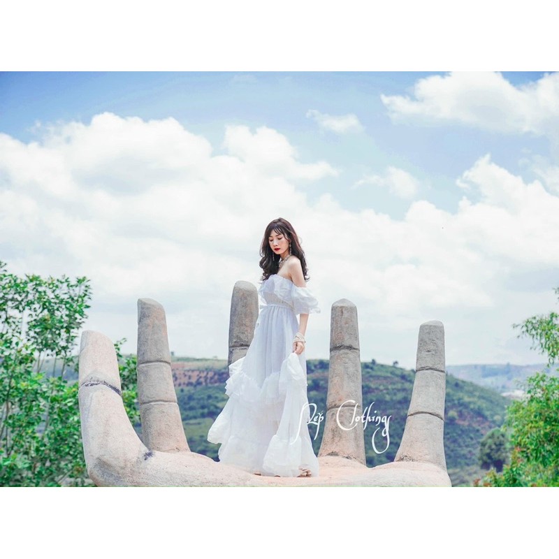 Đầm maxi bẹt vai sexy quyến rũ kèm ảnh thật