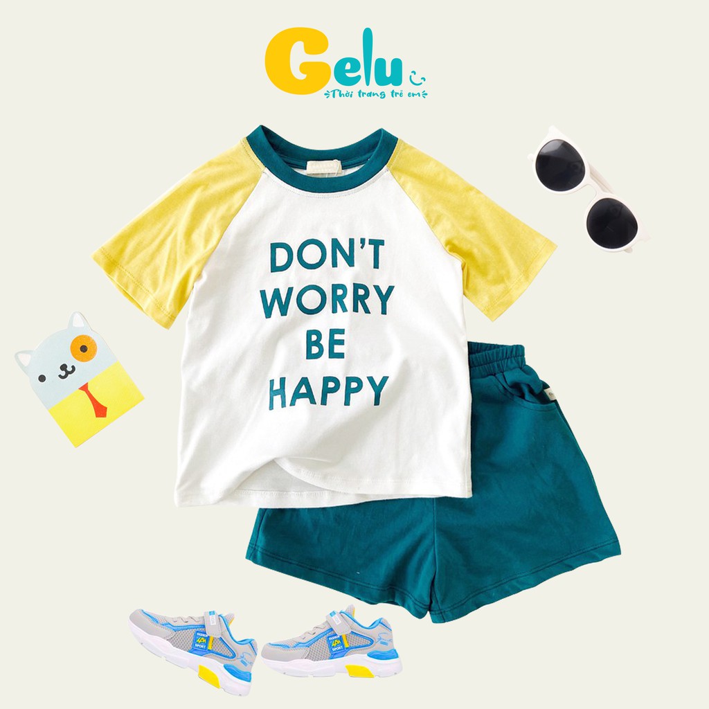 Bộ quần áo cộc tay cho bé trai bé gái chất cotton mềm thoáng mát phối màu thể thao - GELU SBU002