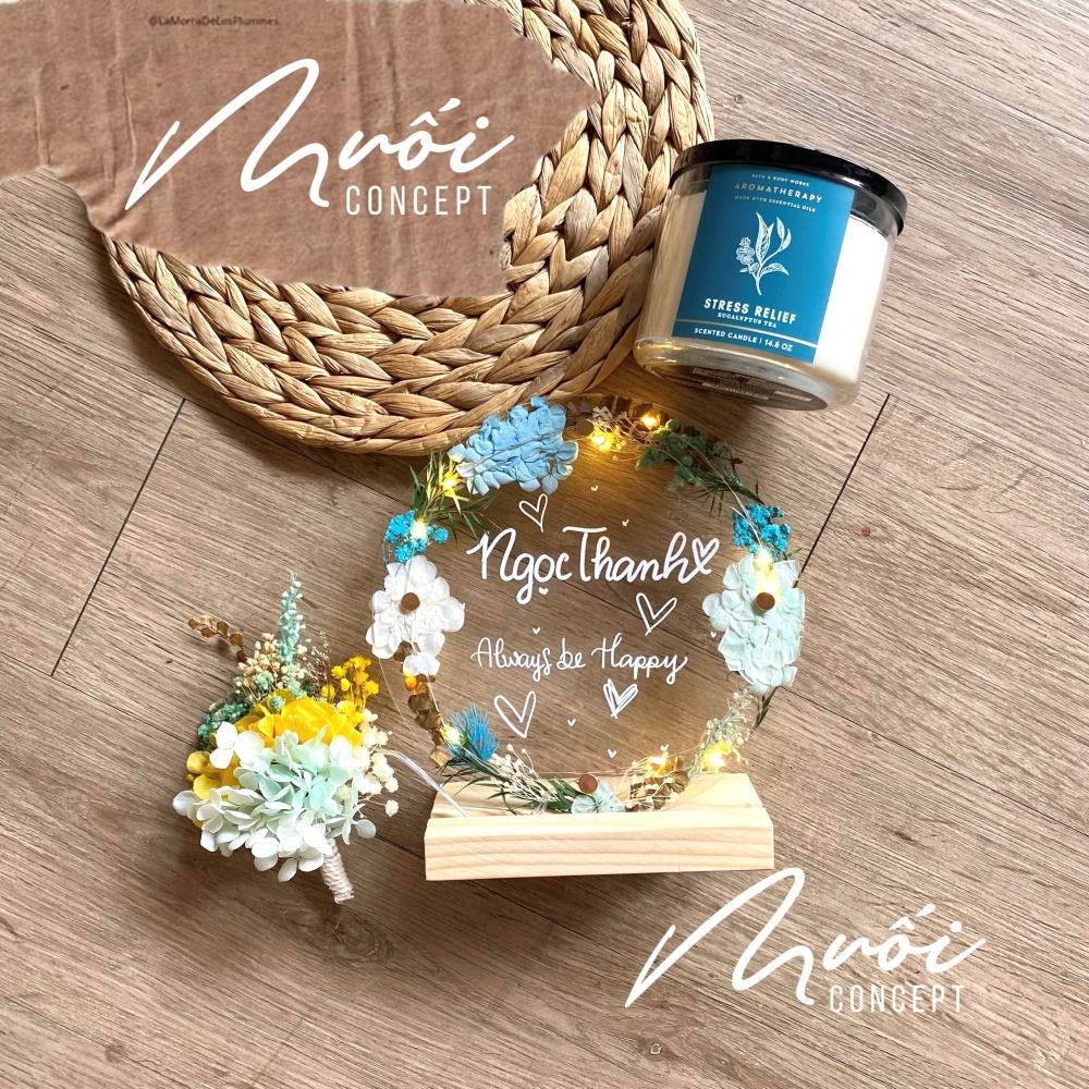 ᴍᴜốɪ ᴄᴏɴᴄᴇᴘᴛ | Tranh hoa khô - Mẫu tròn đặt bàn mix nhiều loại hoa