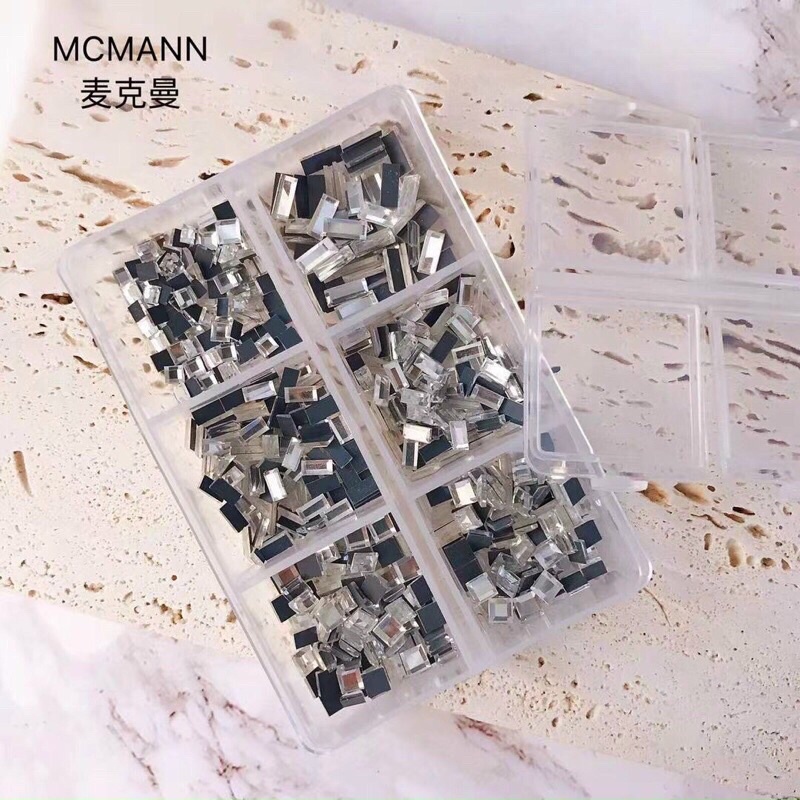 Đá nail đính móng, đá khối vuông chân lưới mix màu mix size cao cấp Cheap nail