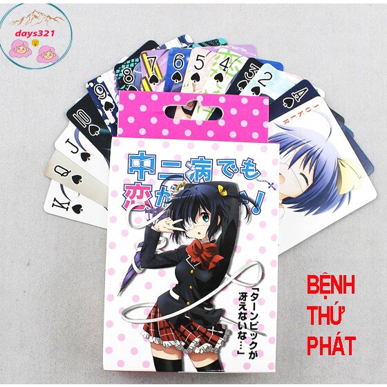 Bộ thẻ bài in hình bệnh thứ phát tình yêu nhật bản 54 lá khác nhau bộ tú bài tây anime manga chibi xinh xắn