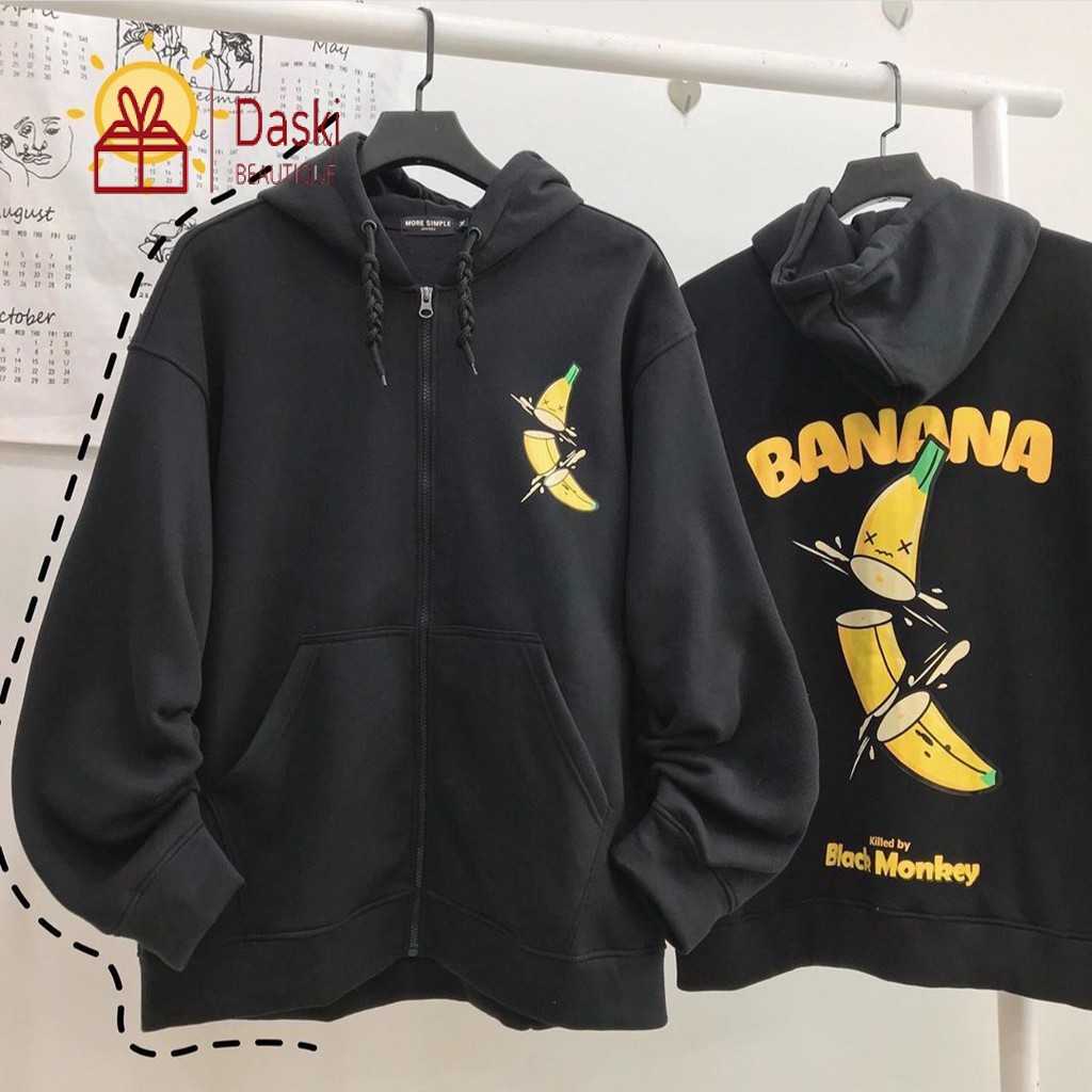 Áo khoác hoodie banana unisex Daski phong cách ulzzang