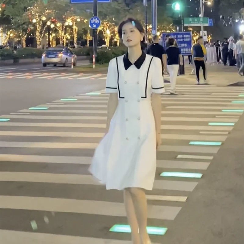 Đầm Dài Dáng Rộng Màu Sắc Tương Phản Thời Trang Mùa Hè Cho Nữ