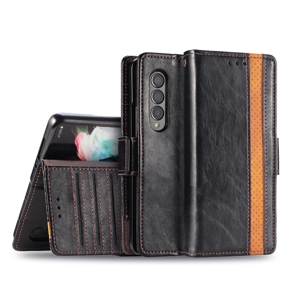 Ốp điện thoại da dạng ví có ngăn đựng thẻ phong cách doanh nhân cho Samsung Galaxy Z Fold3 Fold 3 5G