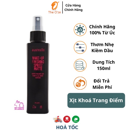 Xịt Khóa Trang Điểm Dạng Lì 🌸FREESHIP🌸 Xịt Khóa Make up Kiềm Dầu Australis Make Up Finishing Spritz Matte-150ml