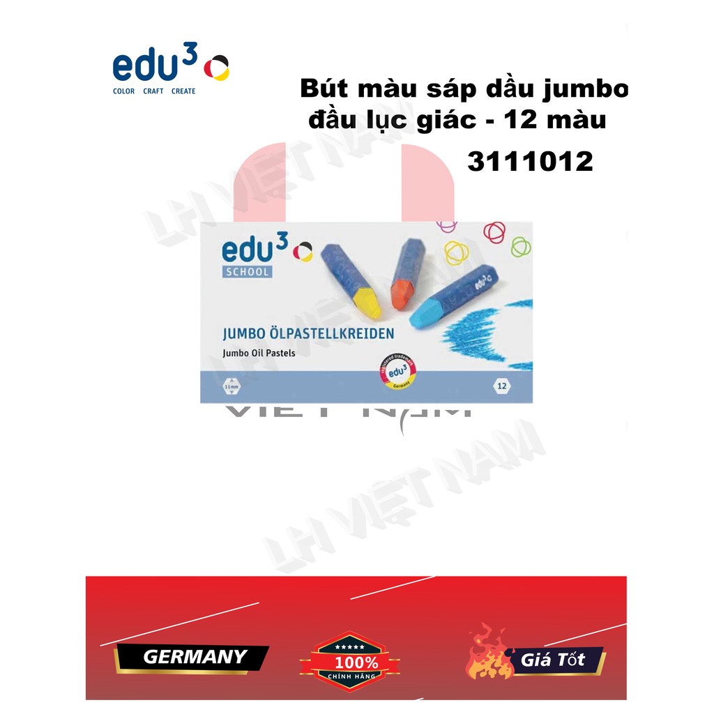 3111012(12 màu) EDU3 Oil Pastel Bút màu sáp dầu Jumbo đầu lục giác