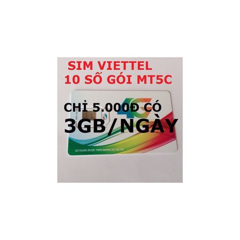 Sim 4G DATA Viettel MT5C gói 90GB/1 tháng nghe gọi bình thường Chỉ Với 5k Có Ngay 3GB