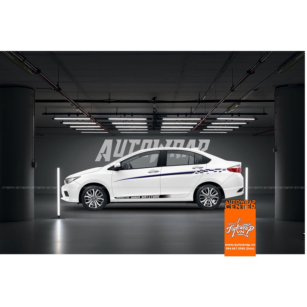 Tem họa tiết xe City Ignite Your Natiture - Tem họa tiết ô tô Honda, tem dán sườn xe thể thao