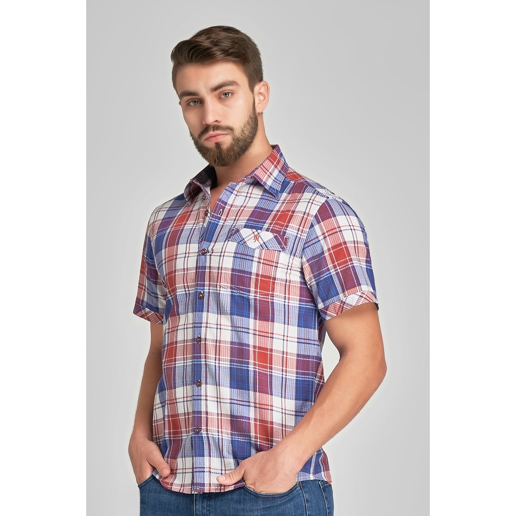 Áo sơ mi có túi họa tiết caro , thời thượng, lịch lãm, chỉn chu John Henry - WS21SS40C-SCUS