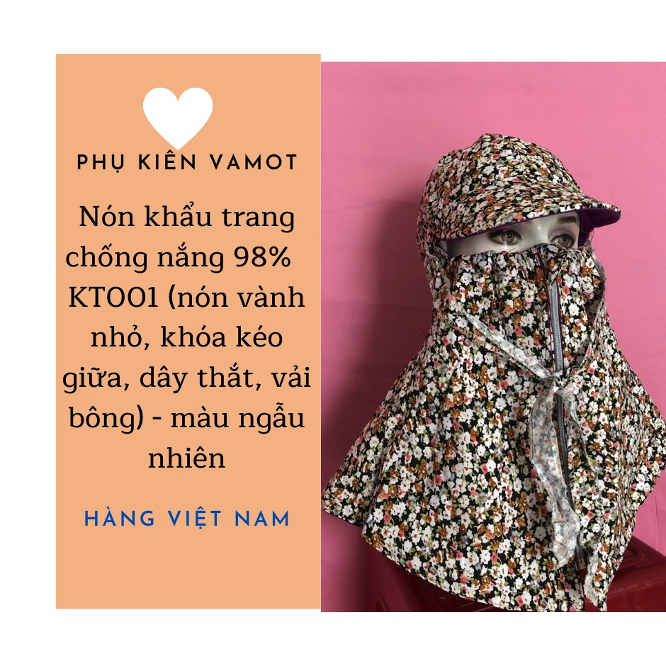 Khẩu trang nón Duy Ngọc chất liệu cotton màu thoáng mát đội kèm mũ bảo hiểm thích hợp mọi thời tiết