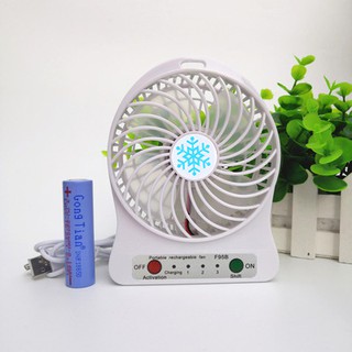 [XẢ LỖ]Quạt Mini Cầm Tay - Quạt 3 Tốc Độ Có Đèn (Full bộ: Quạt + Pin + Dây Sạc) Q01