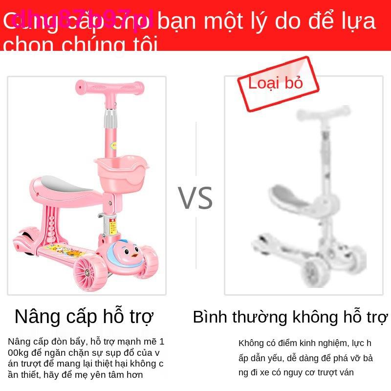 Xe tay ga trẻ em 1-2-3-6 tuổi có thể ngồi và trượt ô tô đồ chơi ba trong một bé trai gái yo-yo bánh