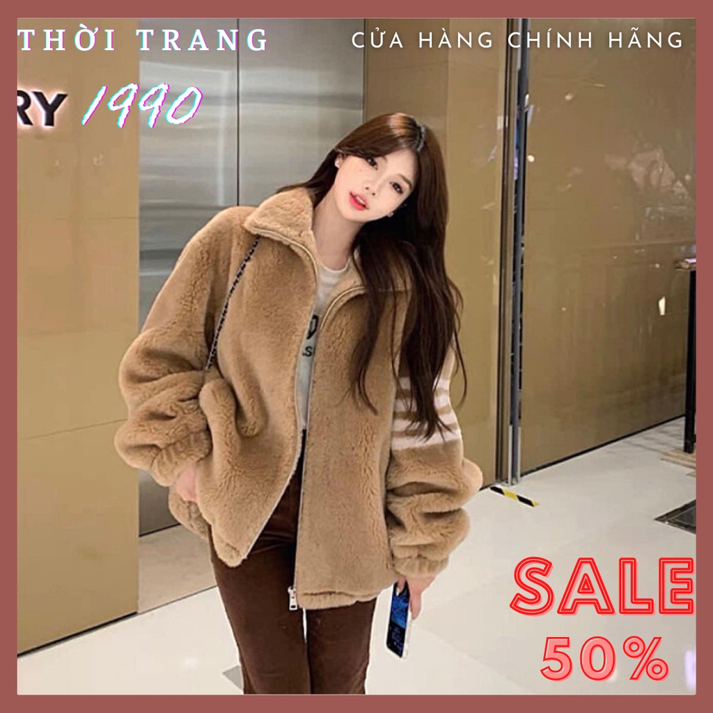 Áo khoác lông cừu phối màu kẻ vạch siêu ấm áo form rộng cá tính nam nữ mặc siêu đẹp