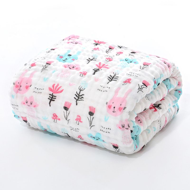 Khăn Cotton Quấn Em Bé In Họa Tiết Hoạt Hình Dễ Thương