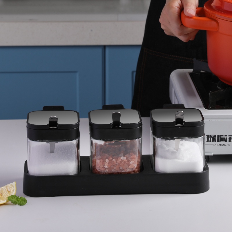 SWEEJAR Set 3 lọ đựng gia vị 3 muỗng đế bằng thủy tinh có bán lẻ