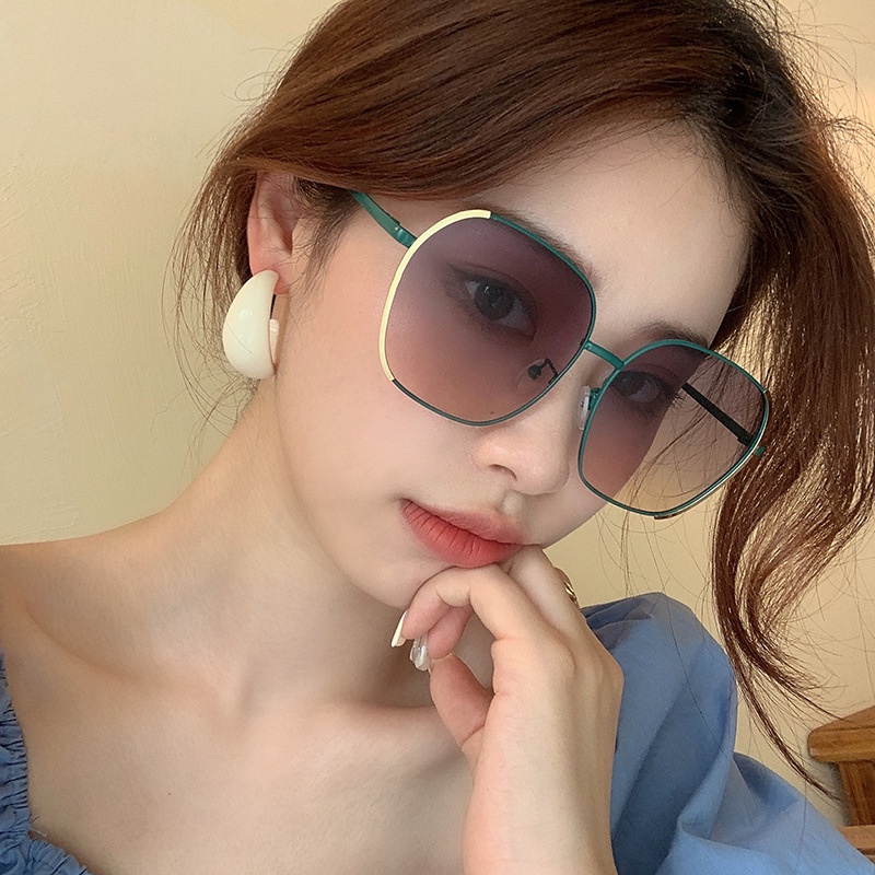 Kính mát thời trang nam nữ cao cấp gọng kim loại phối màu trẻ trung độc đáo phù hợp đi chơi dã ngoại đẹp sang trọng 227