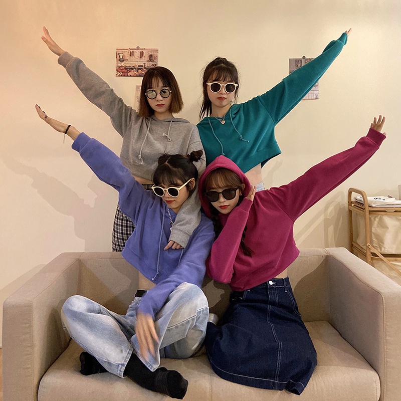 Áo Hoodie Lửng Dài Tay Thời Trang Mùa Thu Mới Cho Nữ