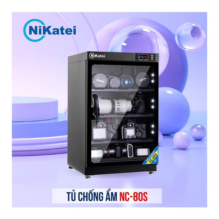 Tủ chống ẩm máy ảnh 80 Lít nhập khẩu Nikatei NC-80S,CN Nhật Bản,điều chỉnh được % độ ẩm, bảo hành 5 năm