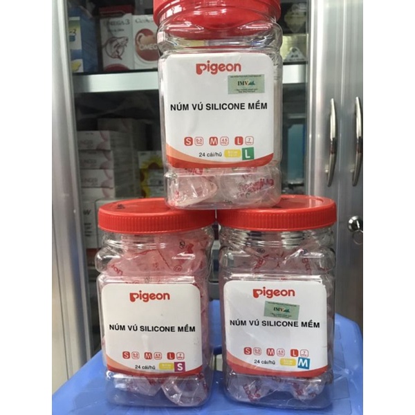 Núm ti  Pigeon cổ hẹp siêu mềm , núm vú silicon thay thế pigeon đủ size.