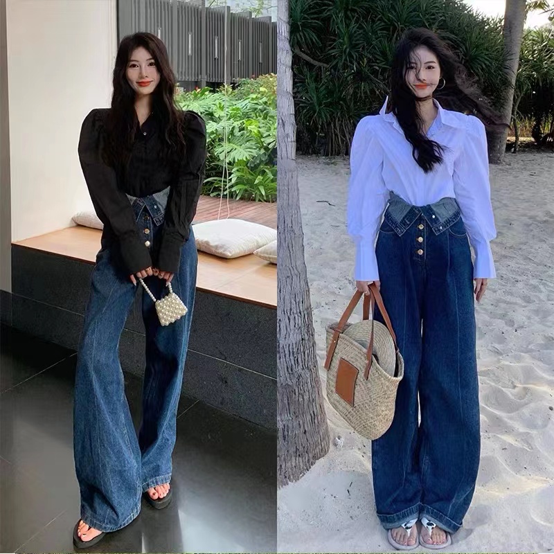 Quần Jeans Nữ Lưng Cao Dáng Rộng Thời Trang Cá Tính