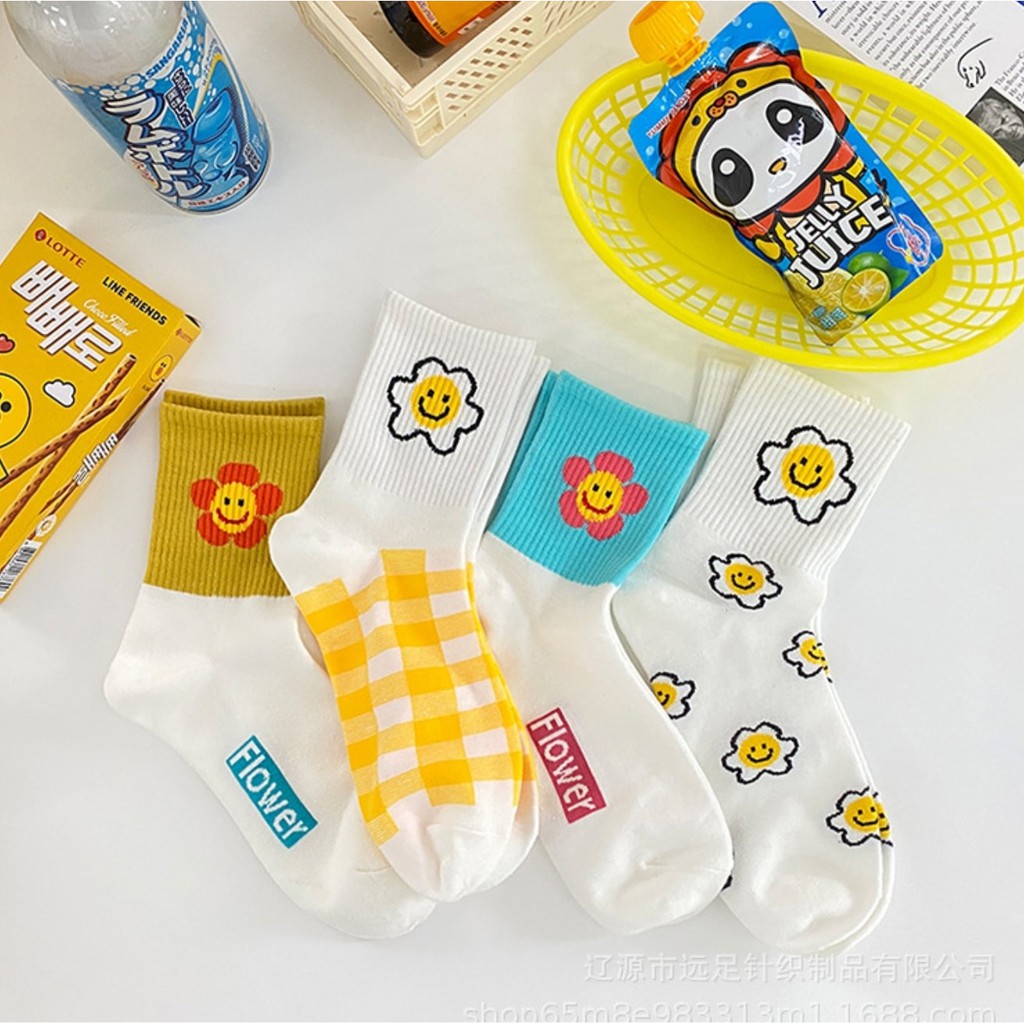 TẤT VỚ cao cổ HOA  cúc 8 MÀU xinh
